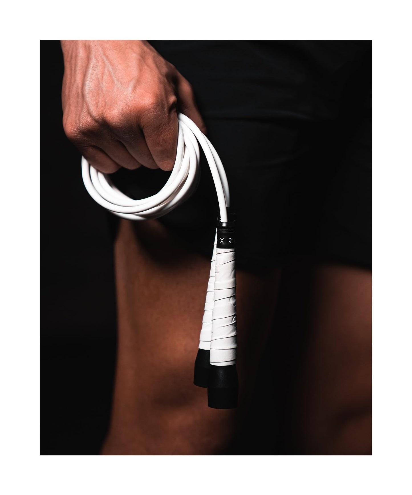 BOXROPE, A Jump Rope Made For Boxing, Tangle-Free, 15% Heavier Than A Normal PVC Rope, Adjustable, Hand Wrapped with Grip Tapes for more Grip, Premium Quality (White (Taller than 6'2ft))