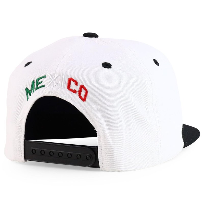Trendy Apparel Shop Hecho En Mexico Eagle 3D Embroidered Flat Bill Snapback Cap - White Black Mexico