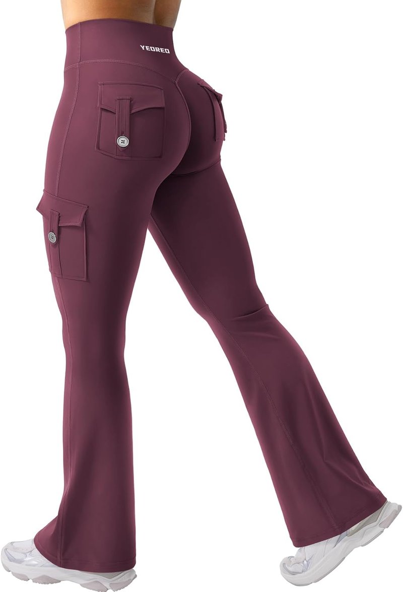 CoreFlex Women’s Workout Flare Leggings - High Waisted, Hidden Pockets, No Front Seam | Gym & Yoga