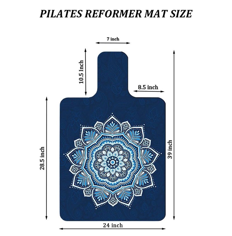 VERYOND Non-Slip Pilates Reformer Mat Cover for Pilates Reformer Machine Equiment Extra Thick 1.5mm, 39 * 24inch,Mandala Flower Pantern (Blue)