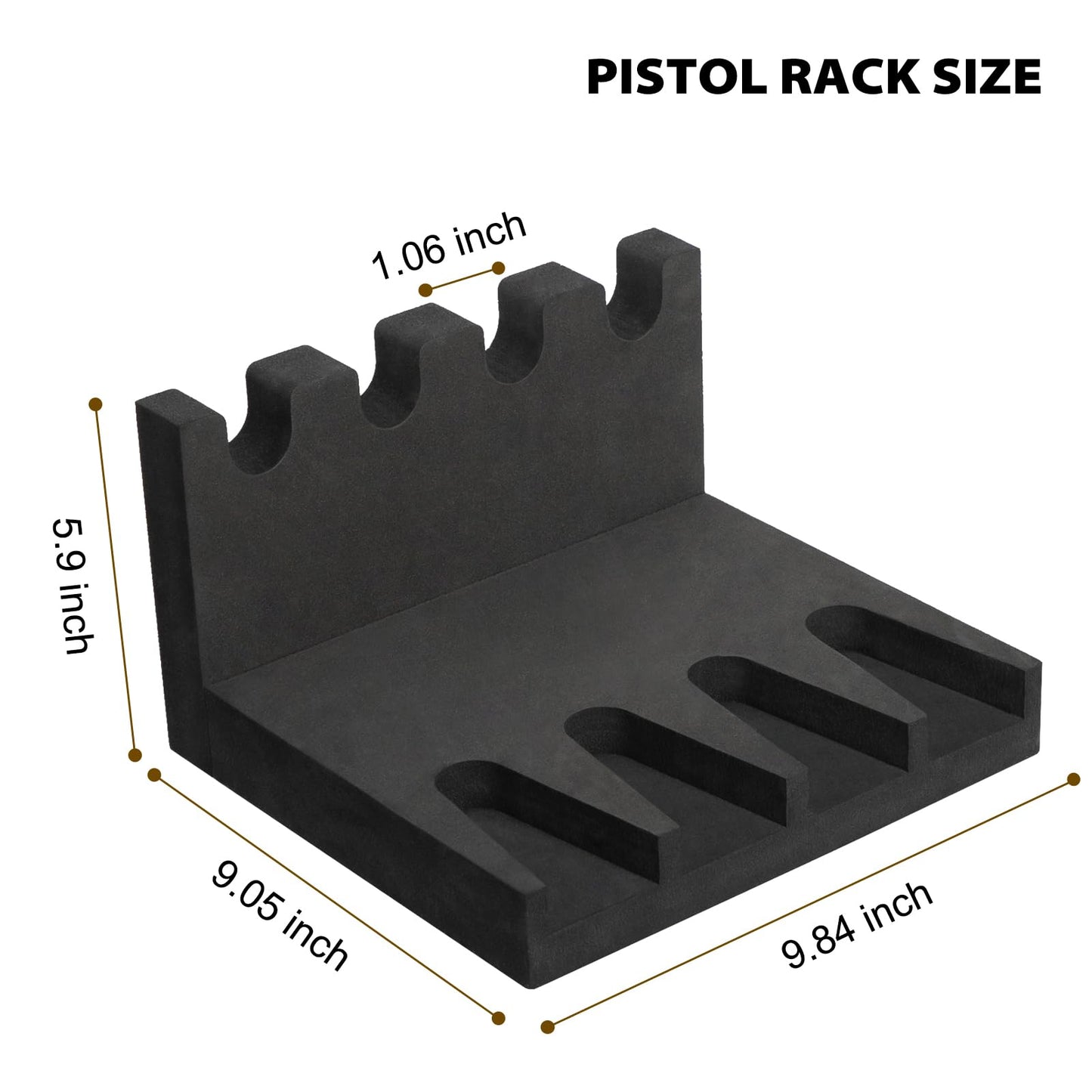 Hunthor 4 Slot Pistol Rack, Easy-to-Install Gun Safe Pistol Holder, Foam Handgun Rack for Gun Safe Organizer, Gun Rack Storage Gun Cabinet Accessories