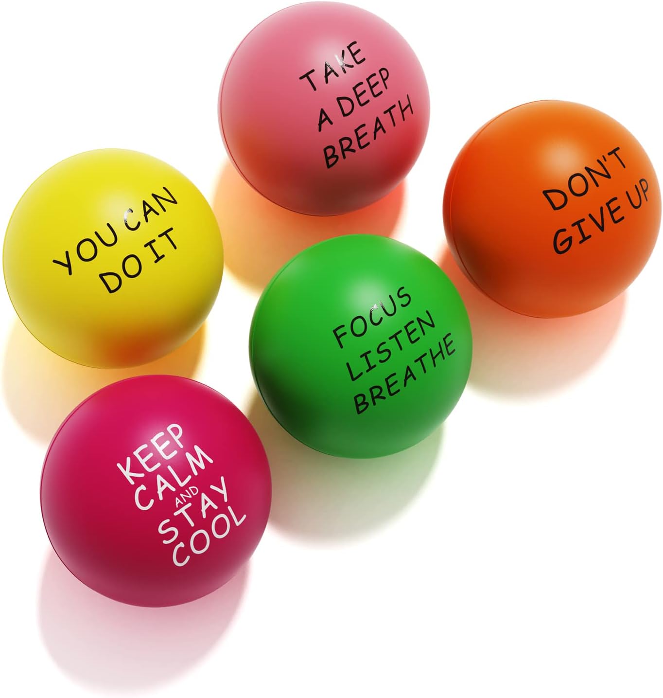 Stress Relief Balls - Lumarice Motivational Stress Balls for Kids & Adults | 5-Pack Hand Exercise Balls to Relieve Anxiety