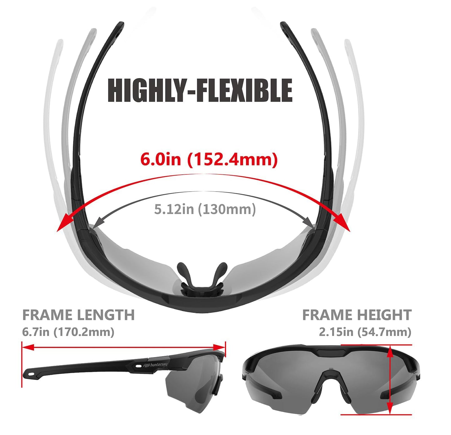 HTS HUNTERSKY S59 Smoke Grey Ballistic Tactical Shooting Glasses ANSI Z87+ Polarized Anti-Fog UV400 Eyewear for Airsoft Range Security and Outdoor Sports, for Men and Women