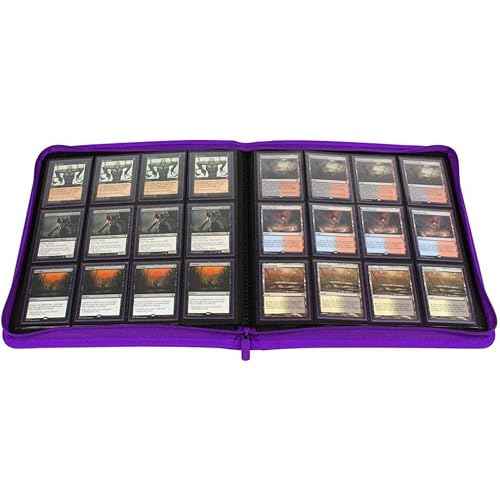 BCW Z-Folio LX Zipper Portfolio ? 12-Pocket Playset Album ? Premium Purple Leatherette ? Secure Zipper ? Holds 480 Cards ? Trading Card Storage and Organizer