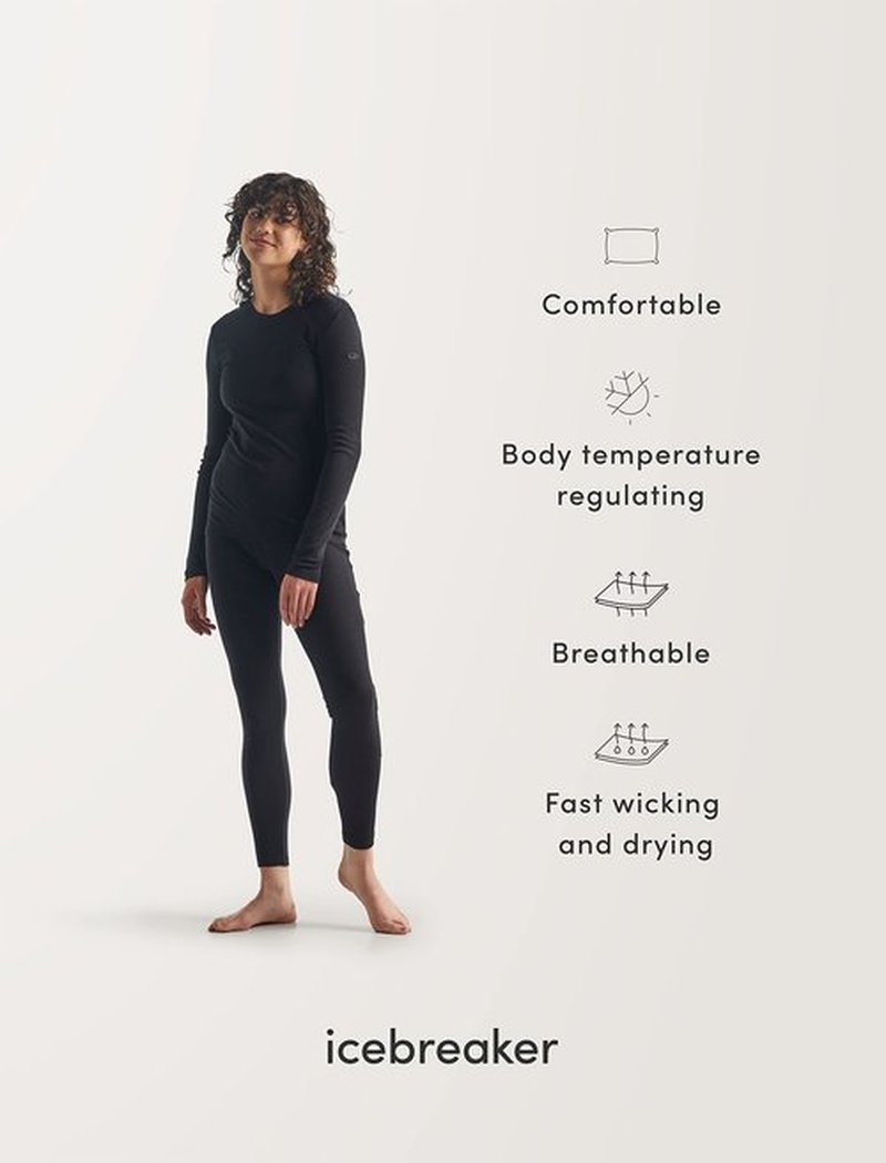 icebreaker Merino 175 Everyday Women’s Shirts, Long Sleeve Crew, 100% Pure Merino Wool Base Layer for Women with Soft Ribbed Fabric - Thermal Shirt for Cold Weather, Glass, Small