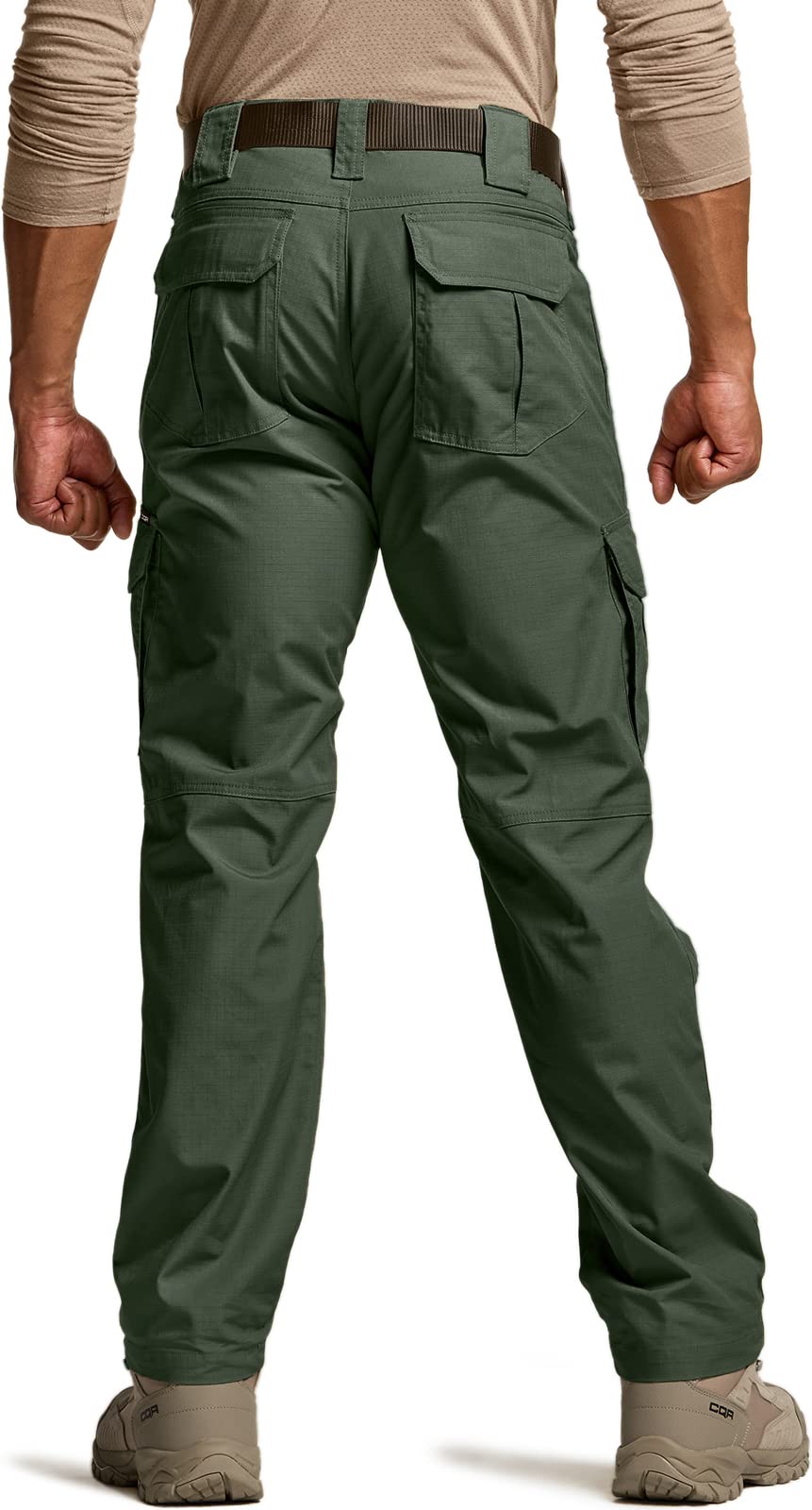 CQR Men's Tactical Pants, Water Resistant Ripstop Cargo Pants, Lightweight EDC Work Hiking Pants, Outdoor Apparel, Raider Mag Green Kelp, 38W x 34L