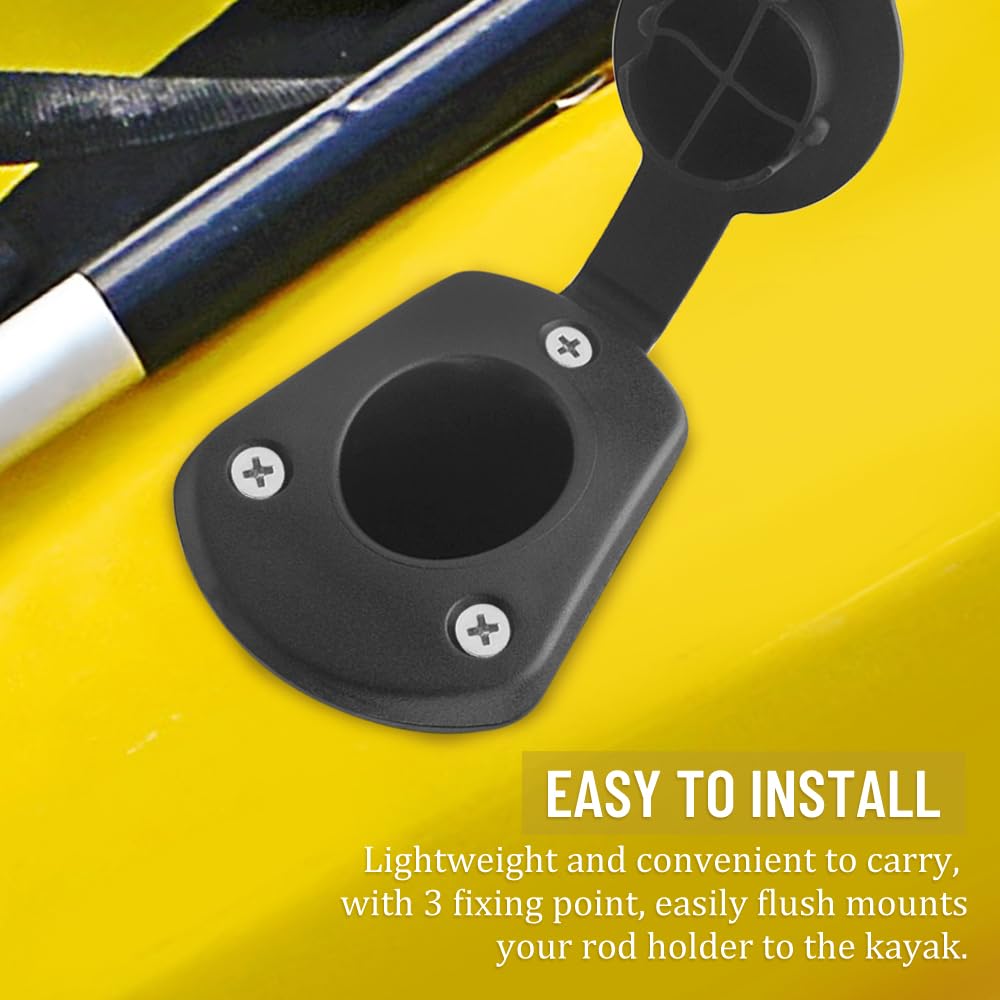 WMYCONGCONG 2 PCS Kayak Deck Fishing Rod Holder Plastic Flush Mount Fishing Boat Rod Holder w/Cap Cover for Kayak Boat Canoe