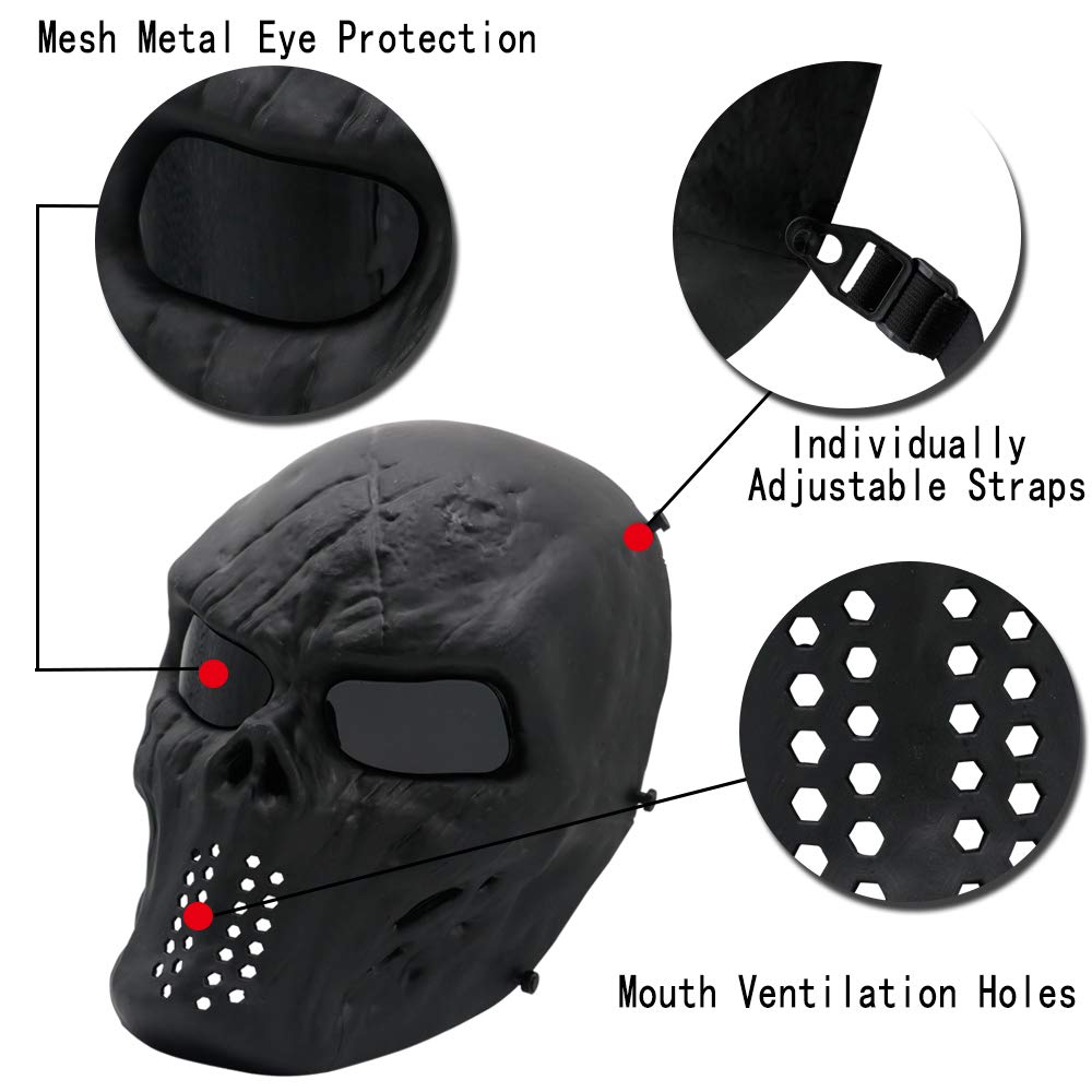 PuddingStation Full Face Airsoft Mask, for Masquerade Halloween Cosplay, Movie Props and Other Outdoor Activities