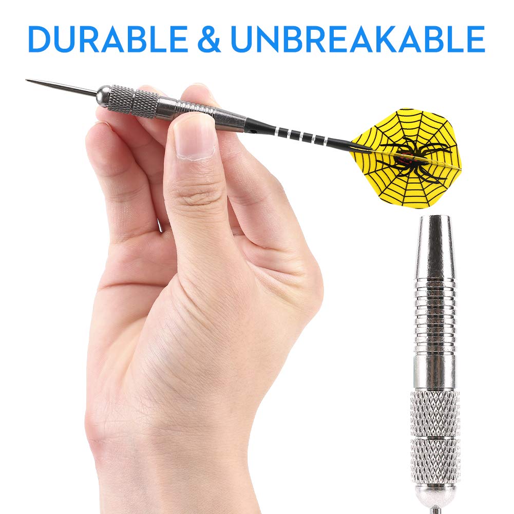 Accmor Steel Tip Darts Set, 26G Professional Darts, Metal Tip Darts with Aluminum Shafts, Copper Tungsten Barrels, Steel Tip Darts with Case,Black