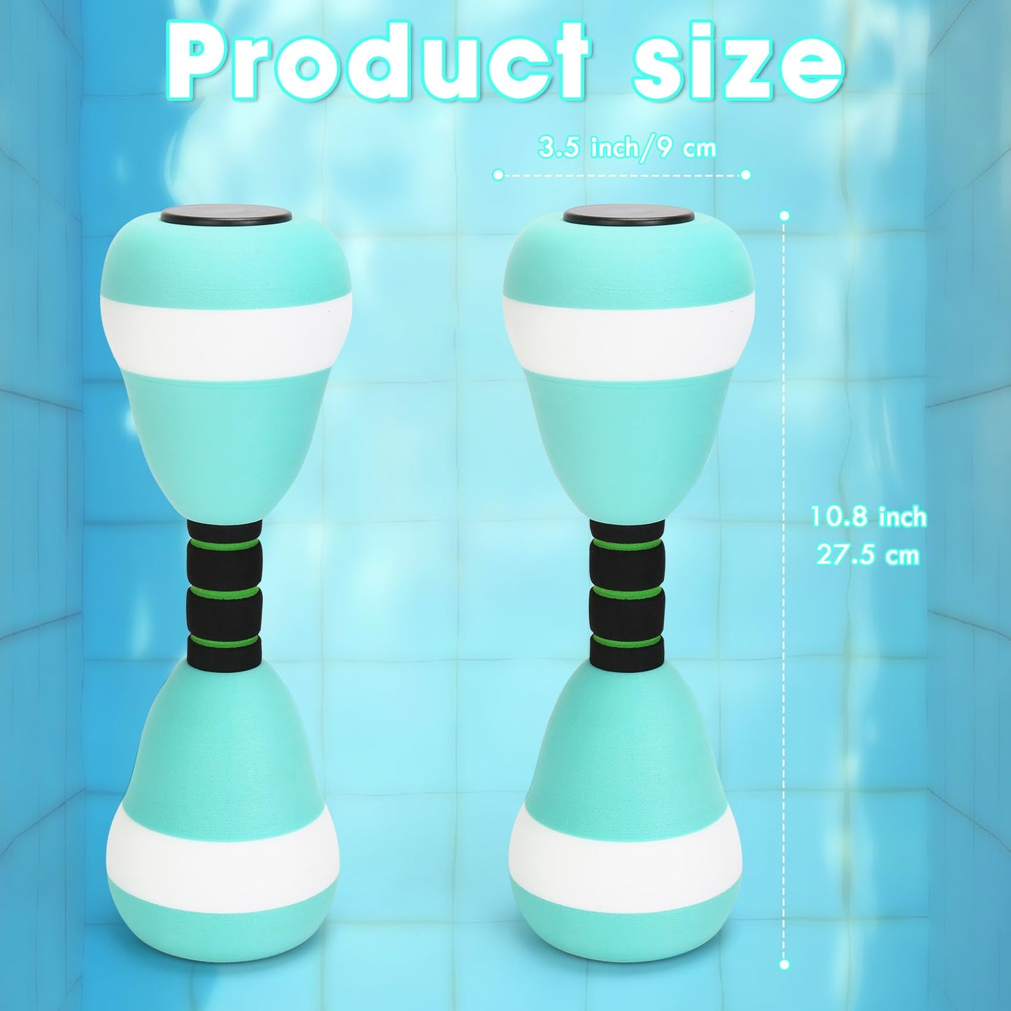 Aquatic Dumbbells, 2PCS Foam Water Weights, Aerobic Exercise Fitness Equipment Dumbbell, Dumbbells Set for Aerobics Weight Loss, Pool Fitness, Water Exercise (Cyan)