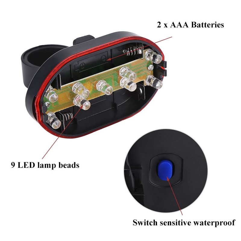 Alomejor Bike Rear Light, Bright red Night Safety Warning, Cycling Safety Light, Outdoor Visibility Accessory for Cyclists, commuters, Night Riders, Outdoor