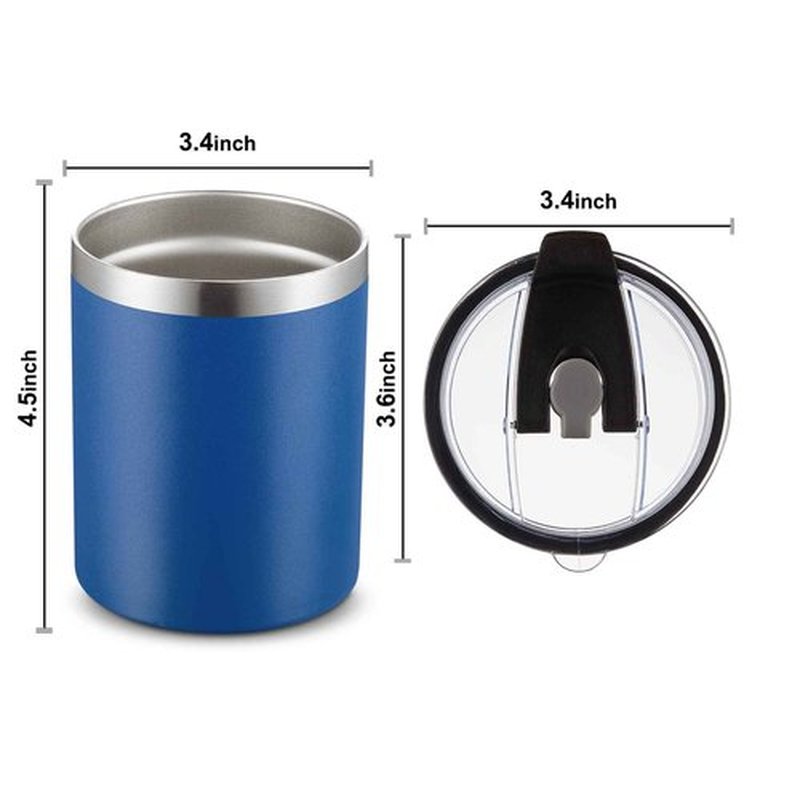 MEWAY 12 oz Lowball, Tumbler Stainless Steel Double Wall Vacuum Insulated Mug with Straw and Lid, Cleaning Brush ，Durable Powder Coated Insulated Coffee Cup for Cold & Hot Drinks (Navy, 12 pack)