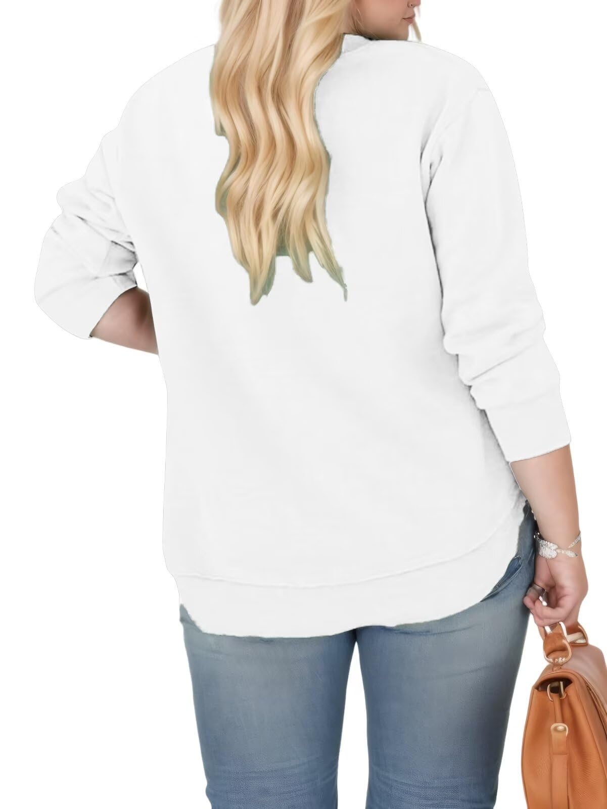 DOLNINE Plus Size Tunic for Women Fall Long Sleeve Shirts Lightweight Winter Sweatshirts 4X White