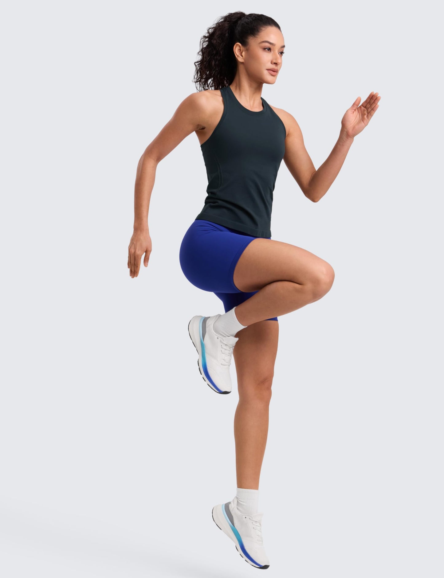 CRZ YOGA Seamless Workout Tank Tops for Women - Athletic Running Gym Sleeveless Shirts Crewneck Racerback Breathable True Navy XX-Small