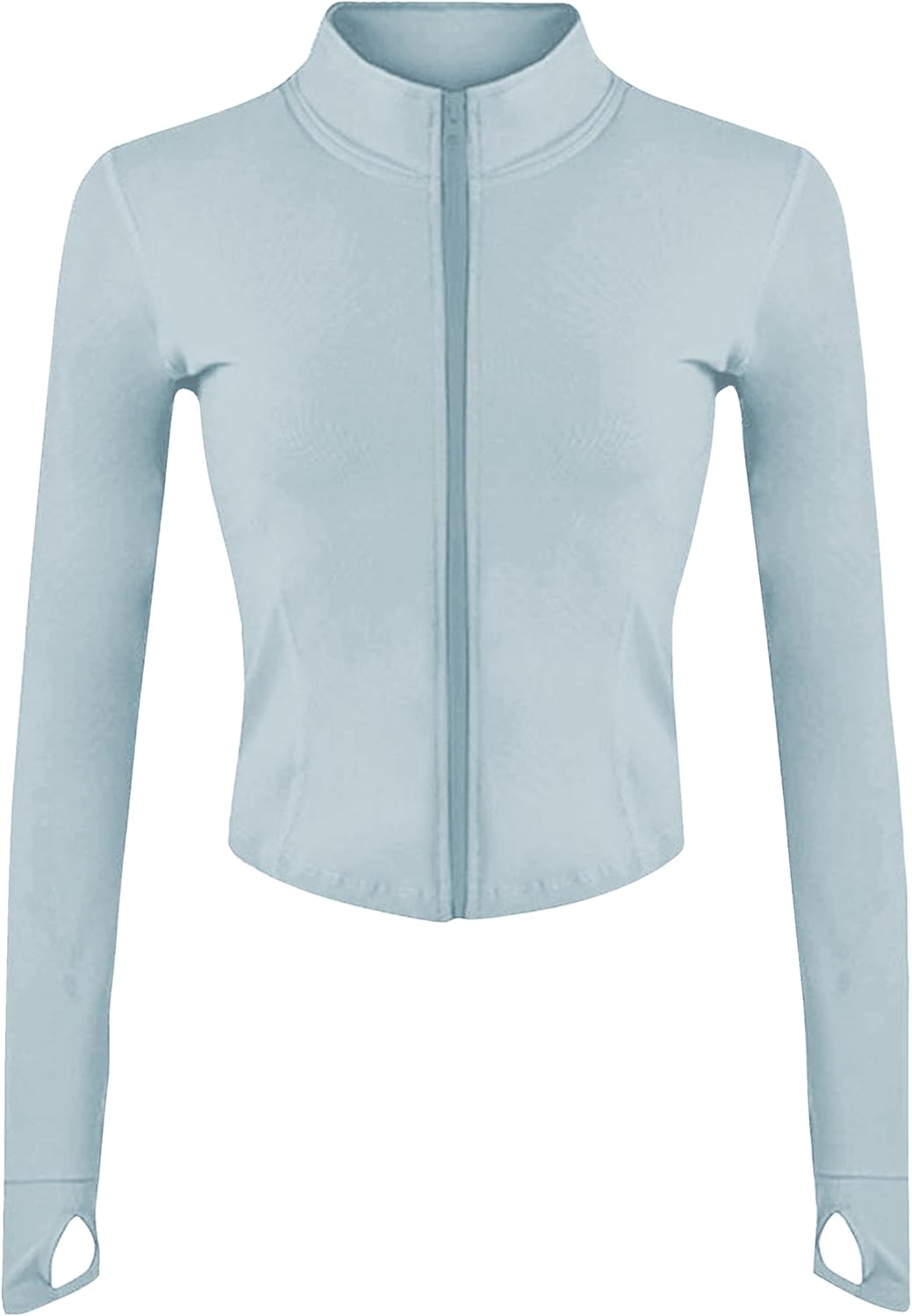 Womens Lightweight Full Zip Running Track Jacket - Slim Fit Yoga Sportswear with Thumb Holes