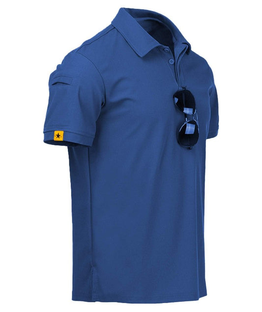 ZITY Mens Polo Shirt Short Sleeve Sports Tactical T-Shirt Athletic Golf Polos Daily Casual Stylish Collared Shirts for Men Blue 3X-Large