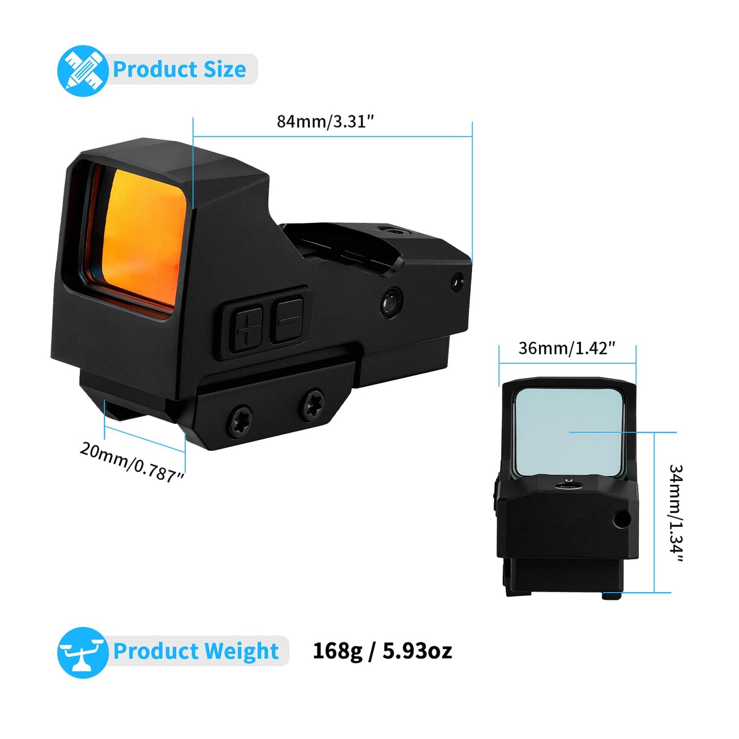 ToopMount 1x29mm Reflex Dot Sight, Multi-Reticle 3 MOA Red Dot Sight, Shake Awake 11 Levels Illuminated Multi-Coated Red Dot Scope, 1000G's Shockproof Waterproof Red Dot Optics for 20mm Picatinny