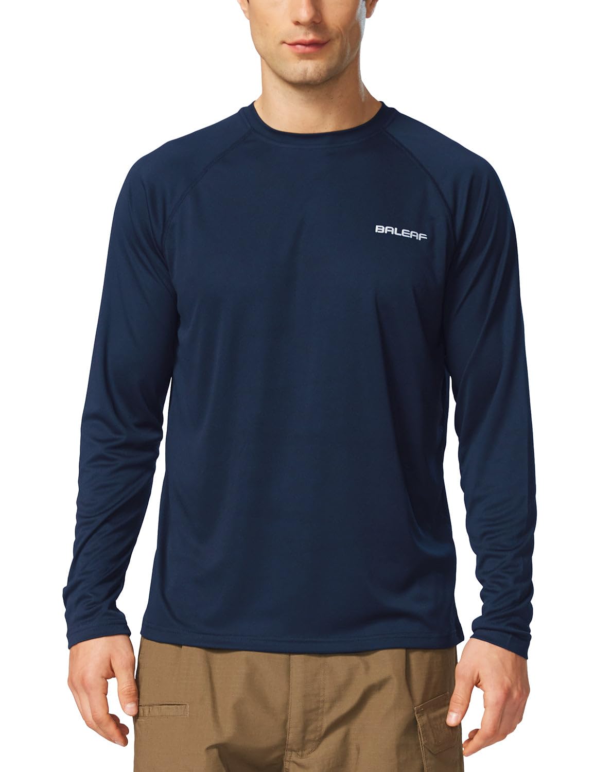 baleaf Mens UPF 50+ Sun Protection Shirts Long Sleeve Rash Guard, Quick Dry 4-Way Stretch for Fishing Swimming Surfing 01-Dark Blue XL