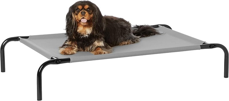 Elevated Dog Bed - Cooling Breathable Design with Metal Frame | Small Dogs 36" x 22" x 7.5" - Grey