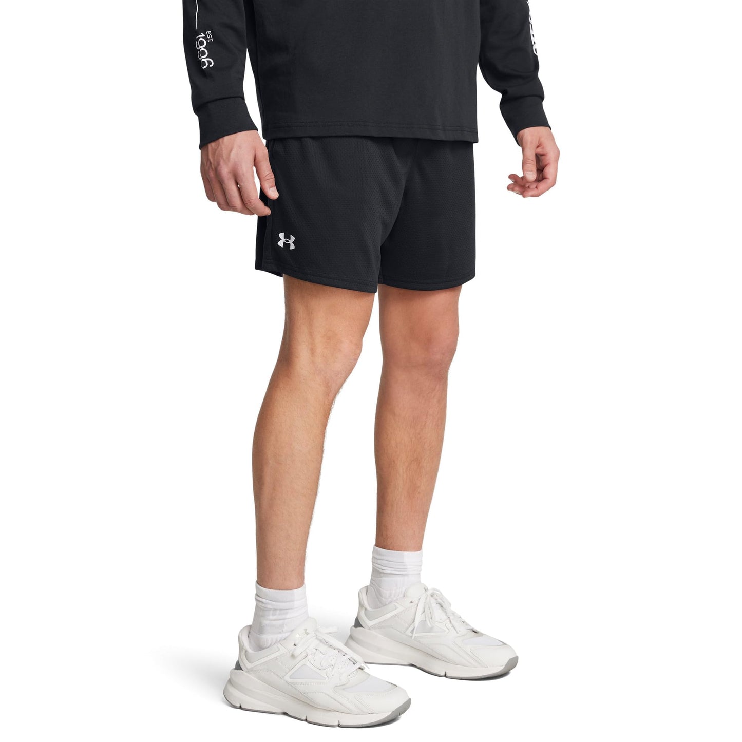 Under Armour Men's Tech 6 Inch Mesh Shorts, (001) Black / / White, Large