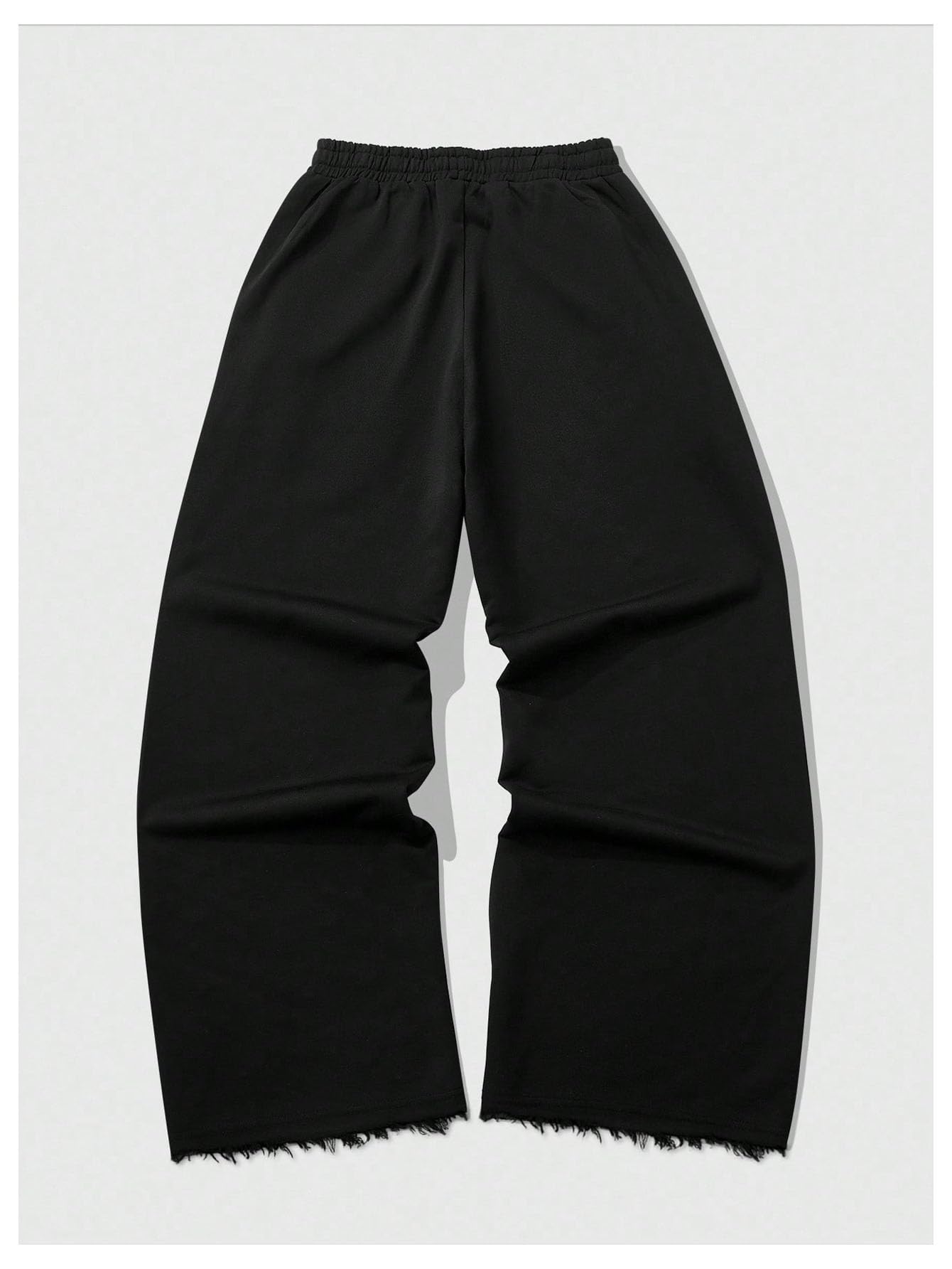 BEAUDRM Men's Rhinestone Baggy Sweatpants Y2k Drawstring Waist Wide Leg Track Pants Streetwear with Pockets Black Large