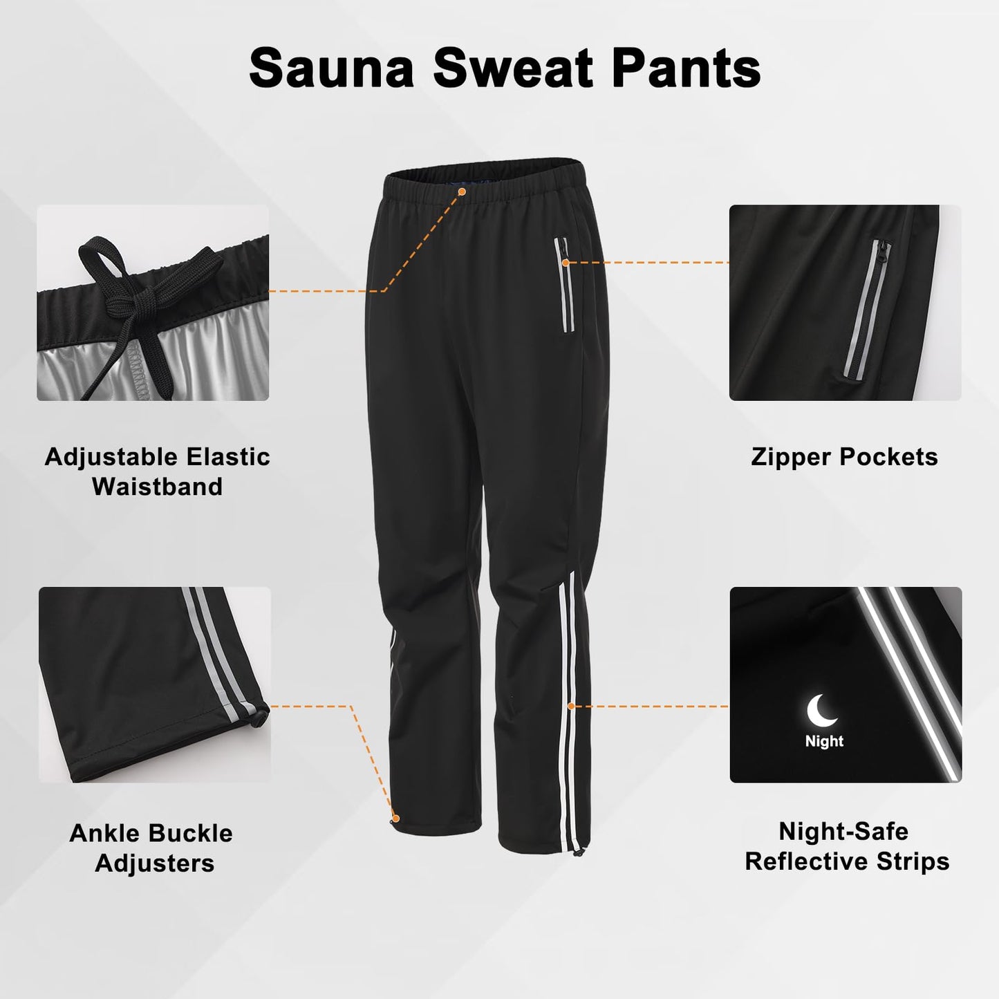 Donason Men's Sauna Suit Full Body Sweat Suit with Hood for Weight Loss Durable Jacket and Pants for Gym Workout Body Shaper Heat-Trapping Fitness Shapewear Long Sleeve Tracksuit with Zipper