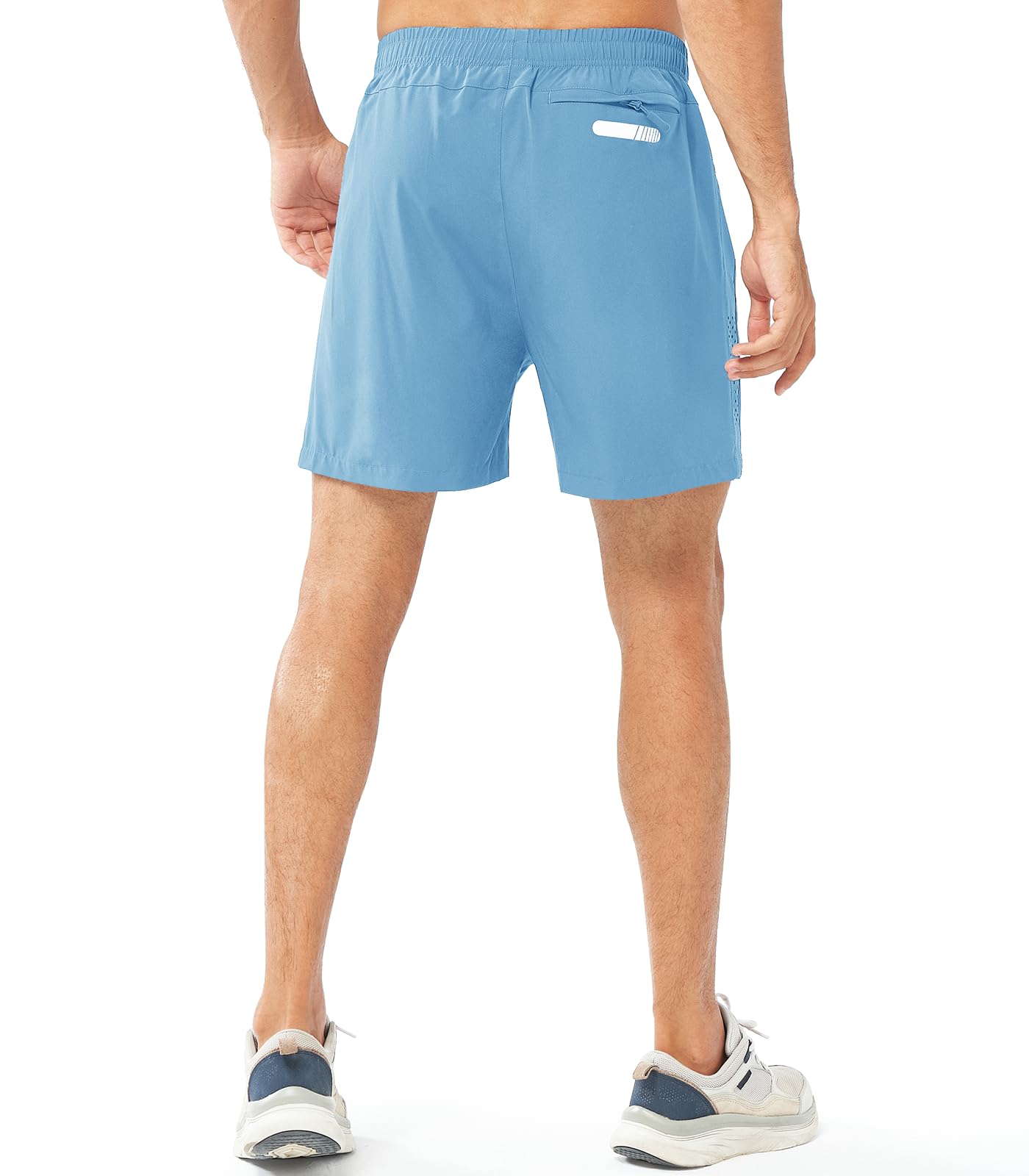 NORTHYARD Men's Athletic Running Shorts Gym Workout 7"/9"/5" Quick Dry Lightweight Sports Basketball Tennis 3 Zipper Pockets SKYBLUE-5inch M