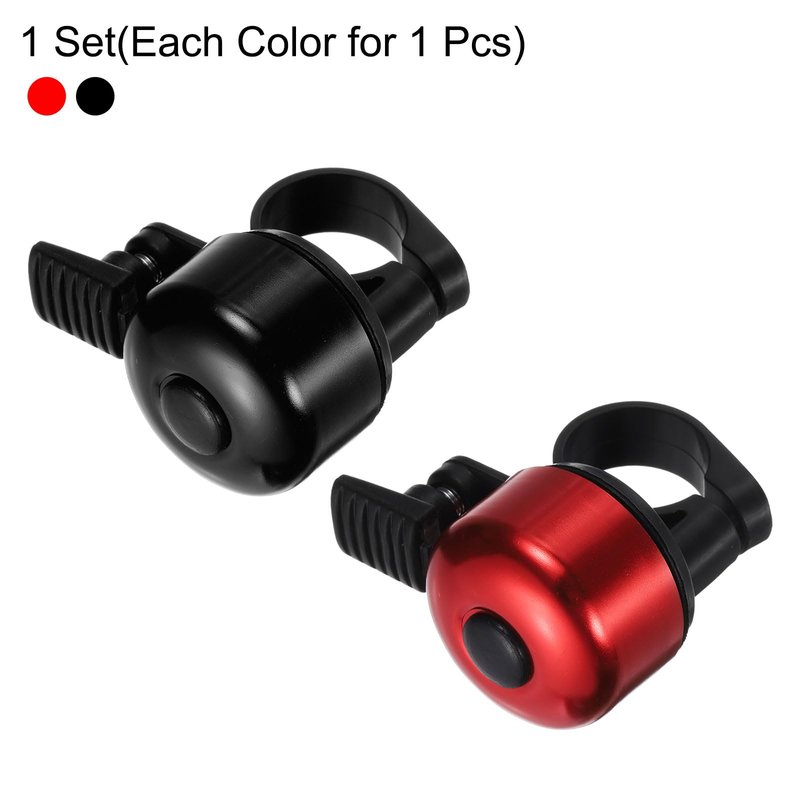 HARFINGTON 2pcs Bike Bell Mini Bicycle Bell with Loud Crisp Clear Sound Bike Ring Bell Aluminum Bike Accessories for Road Adults Children Mountain Bike, Black Red