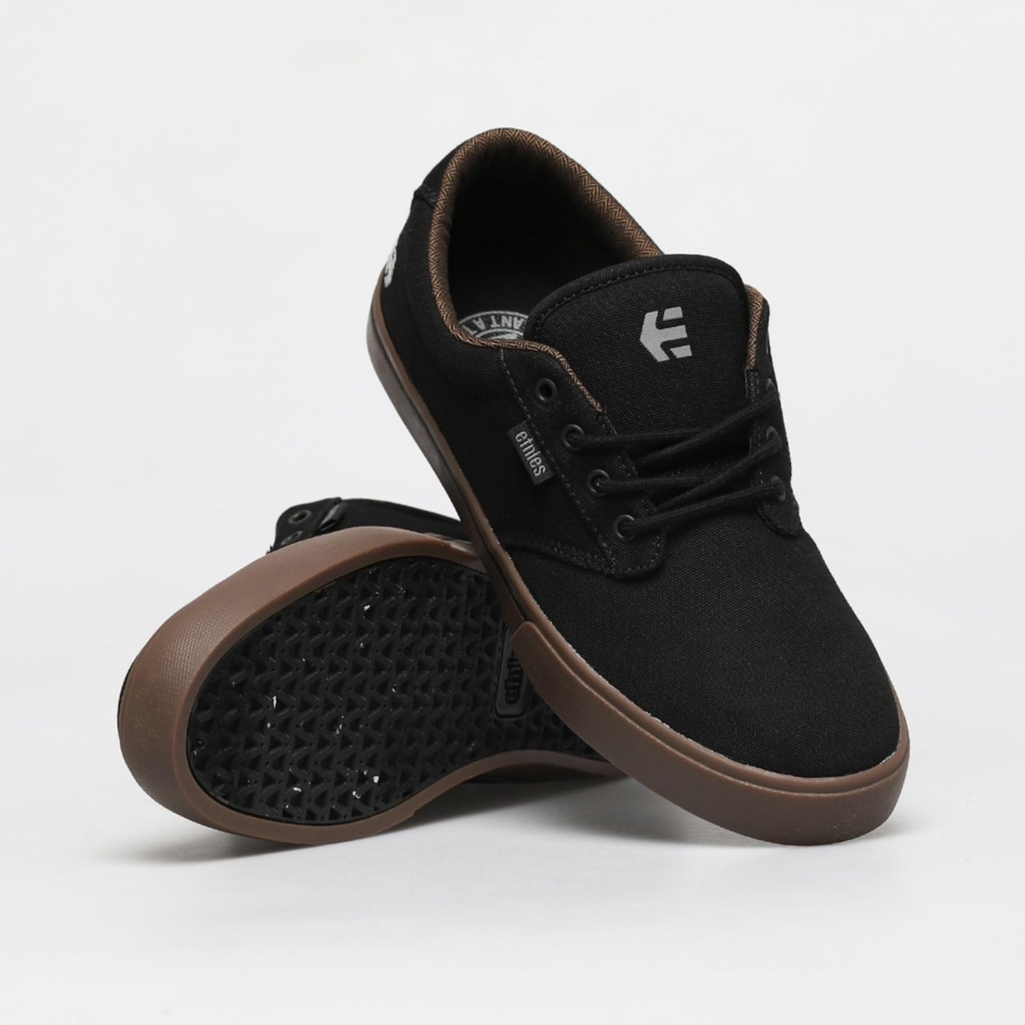 Etnies Jameson 2 Eco Sustainable Skate Style, Reinforced Cupsole, Cushioned Feel, Everyday Sneakers, Vegan - Black/Charcoal/Gum - 6