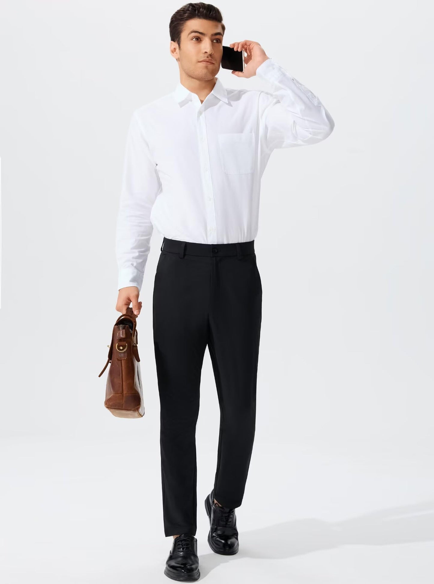 QPNGRP Men's Golf Pants 30"/32"/34" Inseam Lightweight Stretch Work Dress Pants Black 30Wx30L