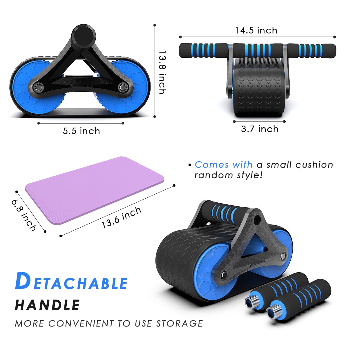 Automatic Rebound Abdominal Wheel, Double Round Ab Roller Wheel Exercise Equipment, Domestic Abdominal Exerciser, Ab Roller for Abs Workout, Beginners and Advanced Abdominal Core Strength Training