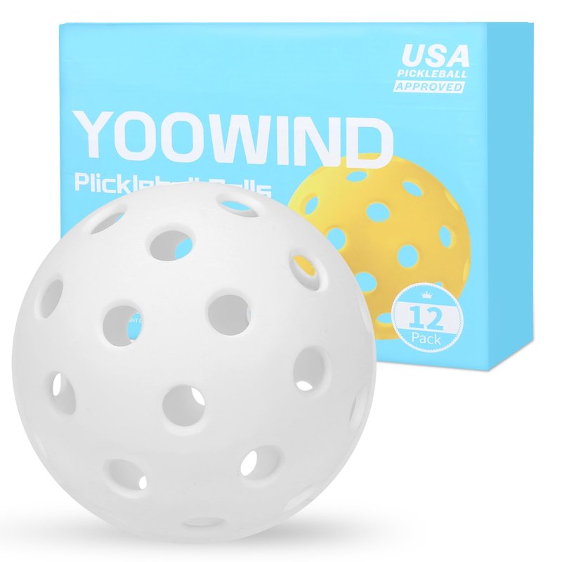 YOOWIND Pickleball Balls, 12 Pack 40 Holes Outdoor Pickleball Balls, Perfectly Balanced, High Elasticity and Durable Pickleballs for Beginners and Professional (Creamy White, 12 Pack)