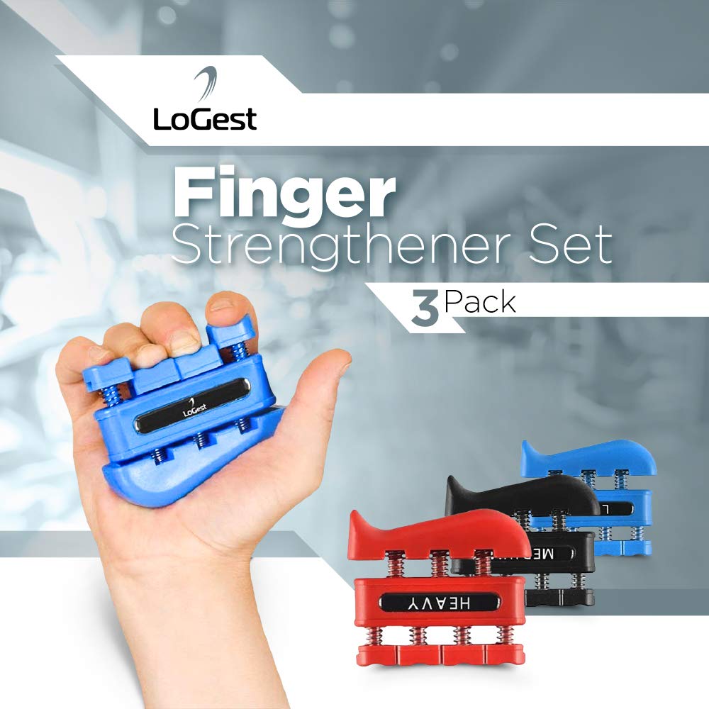 3 Pack Finger Strengthener - Exerciser for Forearm and Hand Grip Workout Equipment Musician, Rock Climbing Therapy Gripper Set Kit