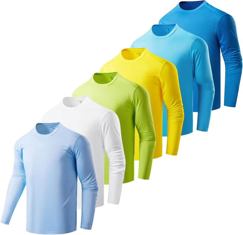 Men’s Long Sleeve T-Shirts - UPF 50+ Sun Protection, Quick-Dry Workout | 1 Pack/6 Pack Options