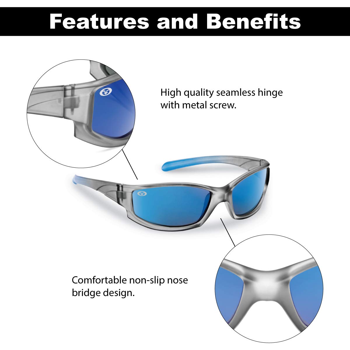 Flying Fisherman Buoy Jr Angler Kids Polarized Sunglasses | 100% UV Protection for Fishing, Boating, Outdoor Sports