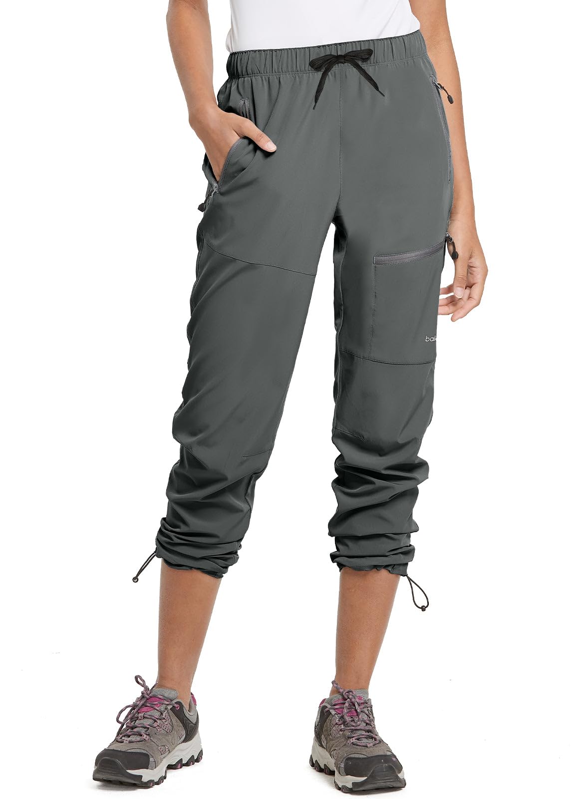 baleaf Women's Hiking Pants Quick Dry Water Resistant Lightweight Joggers Pant for All Seasons Elastic Waist Steel Gray Size XL