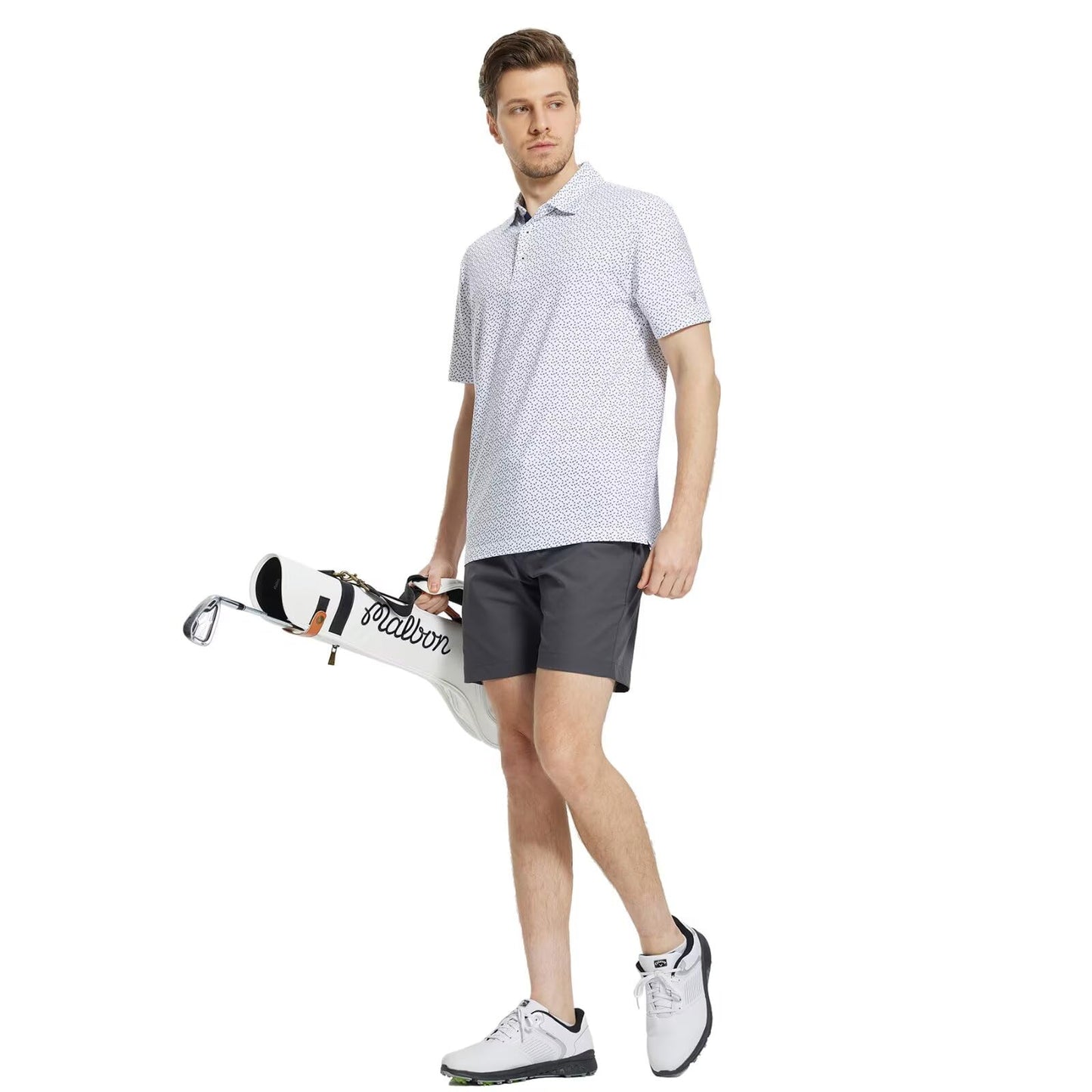 M MAELREG Golf Shirts for Men Dry Fit Print Patterns Performance Moisture Wicking Mens Polo Shirts Short Sleeve