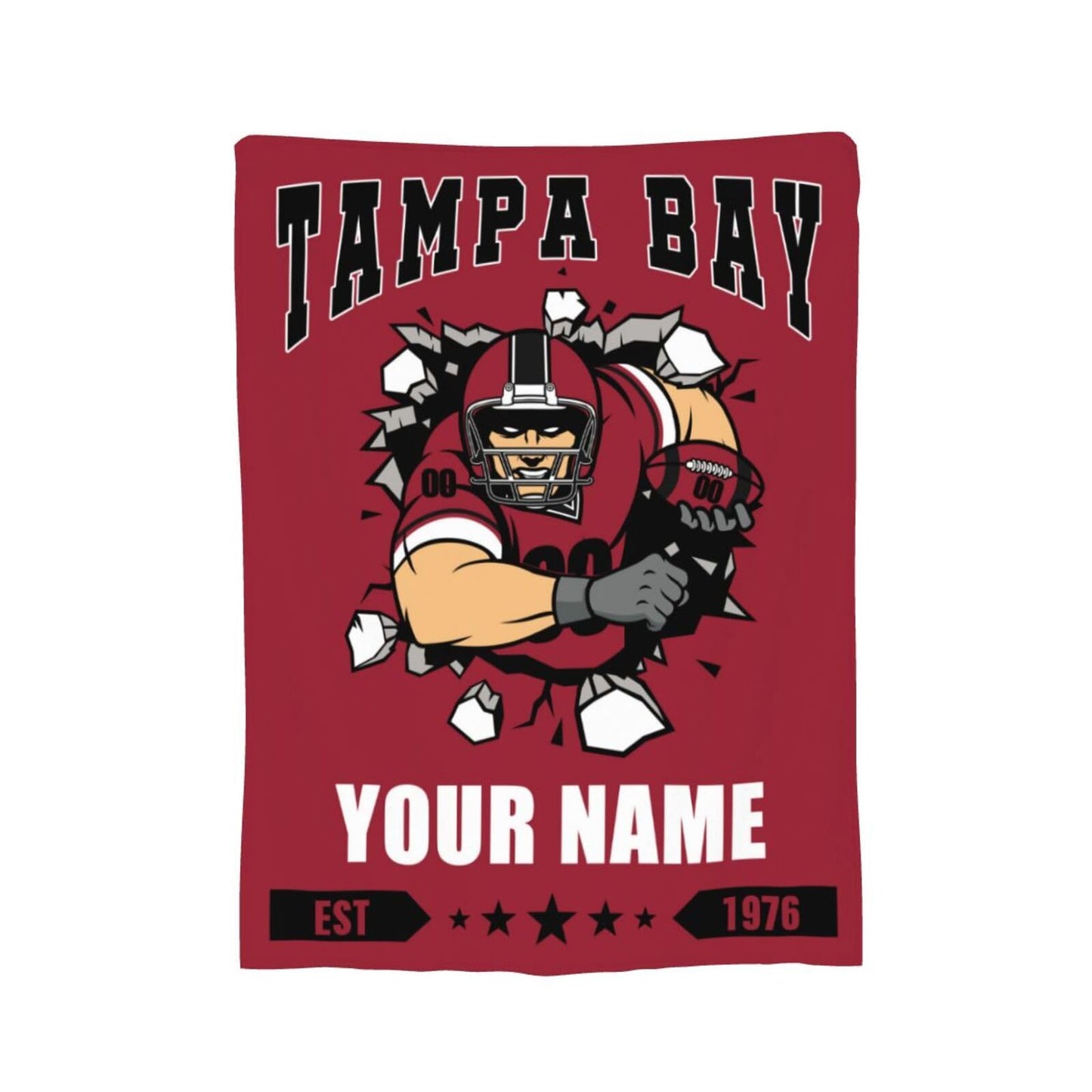 Personalized Tampa Bay Blanket with Name Number Custom Football Throw Blankets Customized Flannel Blanket Fan Gifts for Men Women Boy Decor for Couch, Bed, Sofa 30"x 40",40"x50", 50"x60", 60"x80"