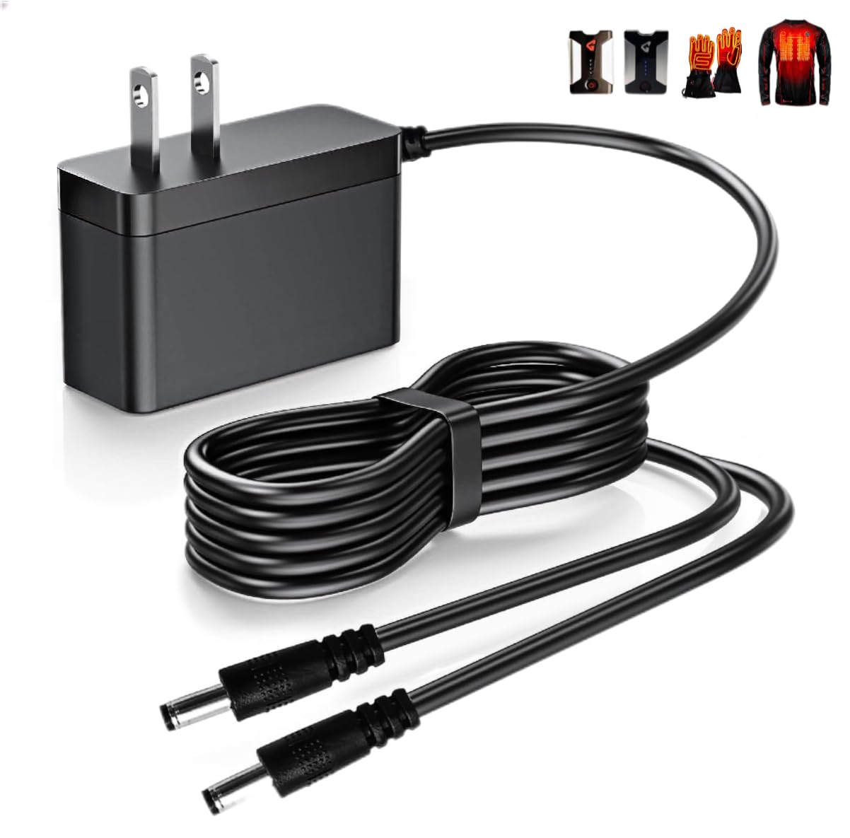 7V / 7.4V Heating Vest Battery Charger Compatible with Gerbing Dual Heated Vest/Heating Gloves/Seat Cushion/Jacket, for Gyde Charges 2 Batteries Replacement 8.4V 1.2A G0715U Power Adaptor Cord
