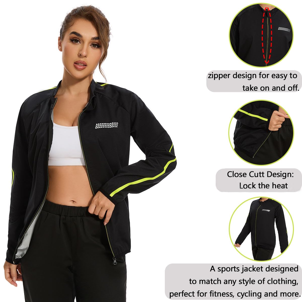 SEXYWG Sauna Jacket for Women Long Sleeve Sauna Suit Sweat Workout Top
