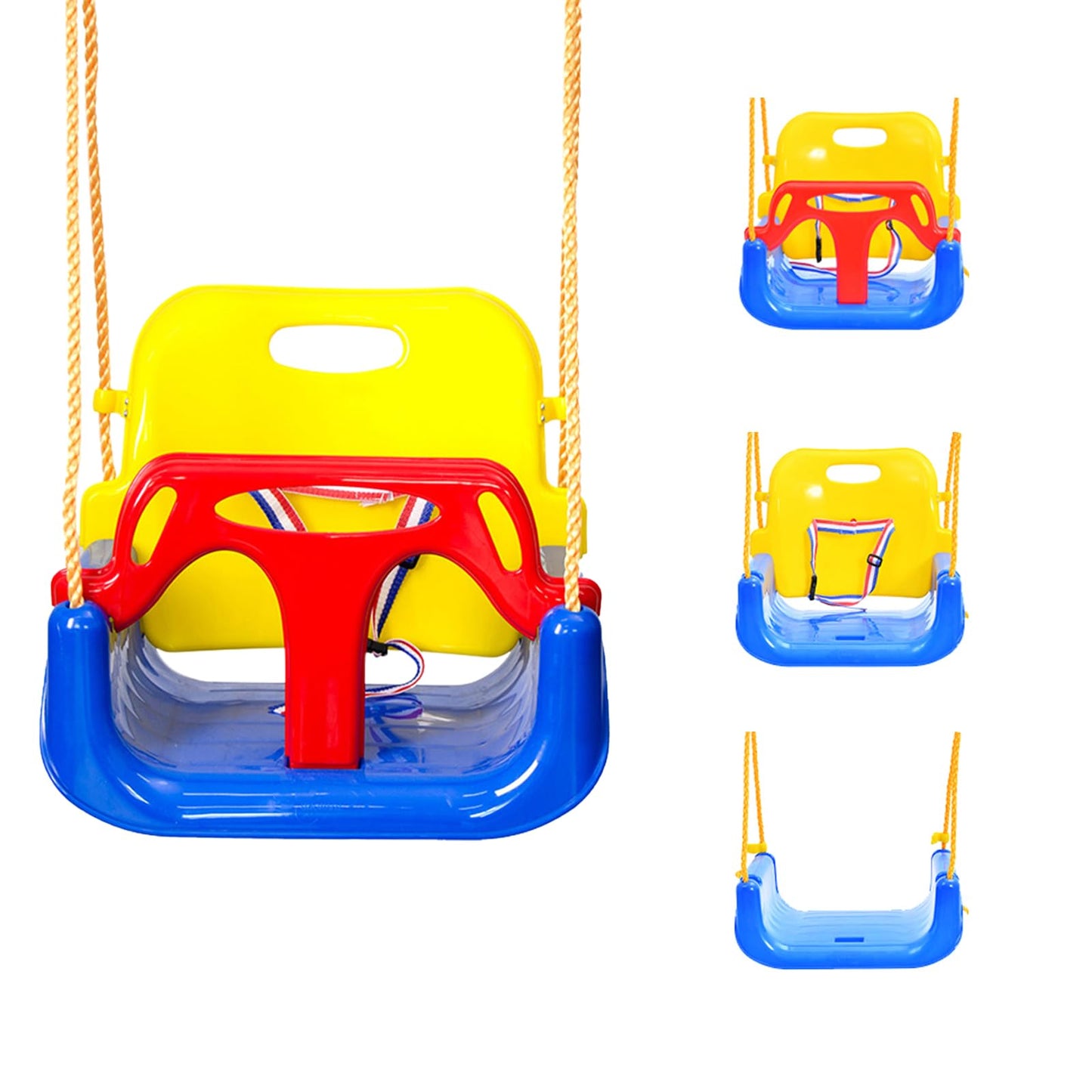 IFOYO 3-in-1 Convertible Kids Swing Seat with Detachable High-Back Support, Secure Indoor Outdoor Playground Swing for Kids