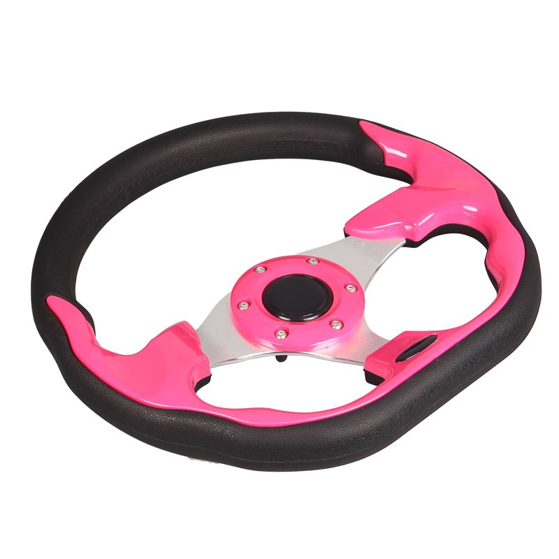 GONMOT Pink D Shape Golf Cart Steering Wheel Universal Fit for Golf Cart Club Car DS and Precedent EZGO RXV & TXT, Yamaha, Tempo with Silver Aluminum Frame