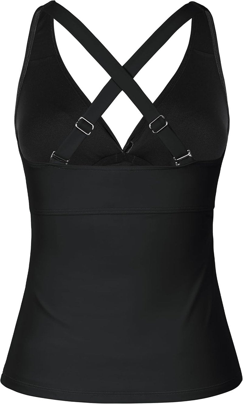 Underwire Tankini Top for Women - Twist V Neck, Ruched Tummy Control | Ideal for Big Busts