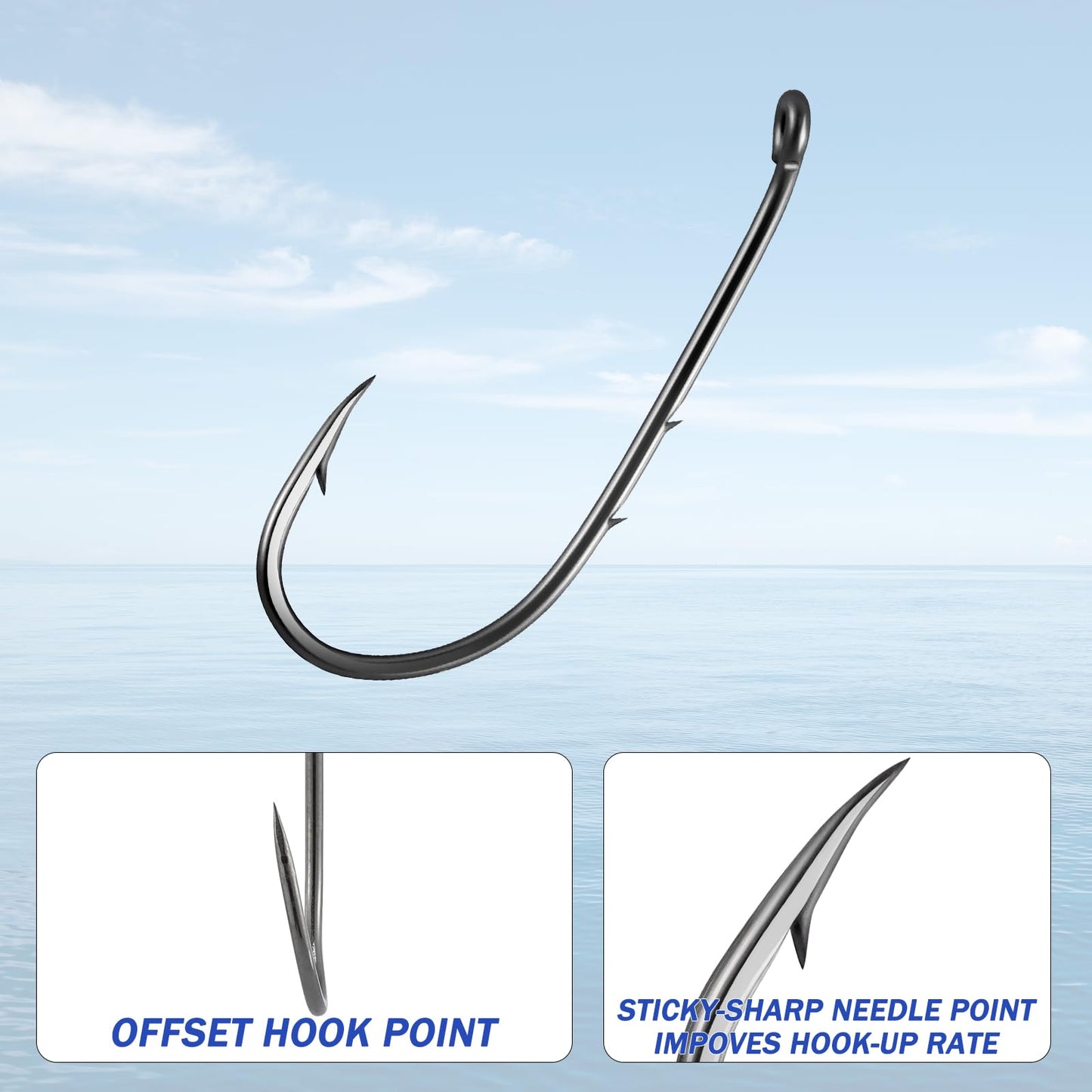 Dr.Fish 100 Pack Baitholder Hooks Freshwater Fishing Hooks, Down Eye, Offset, Walleye/Trout/Crappie/Panfish/Bluegill Saltwater Fishing #10
