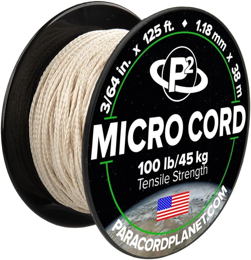 Micro Paracord - Thin Braided Crafting Cord for Fishing & DIY Projects | 125 ft Spool - Cream