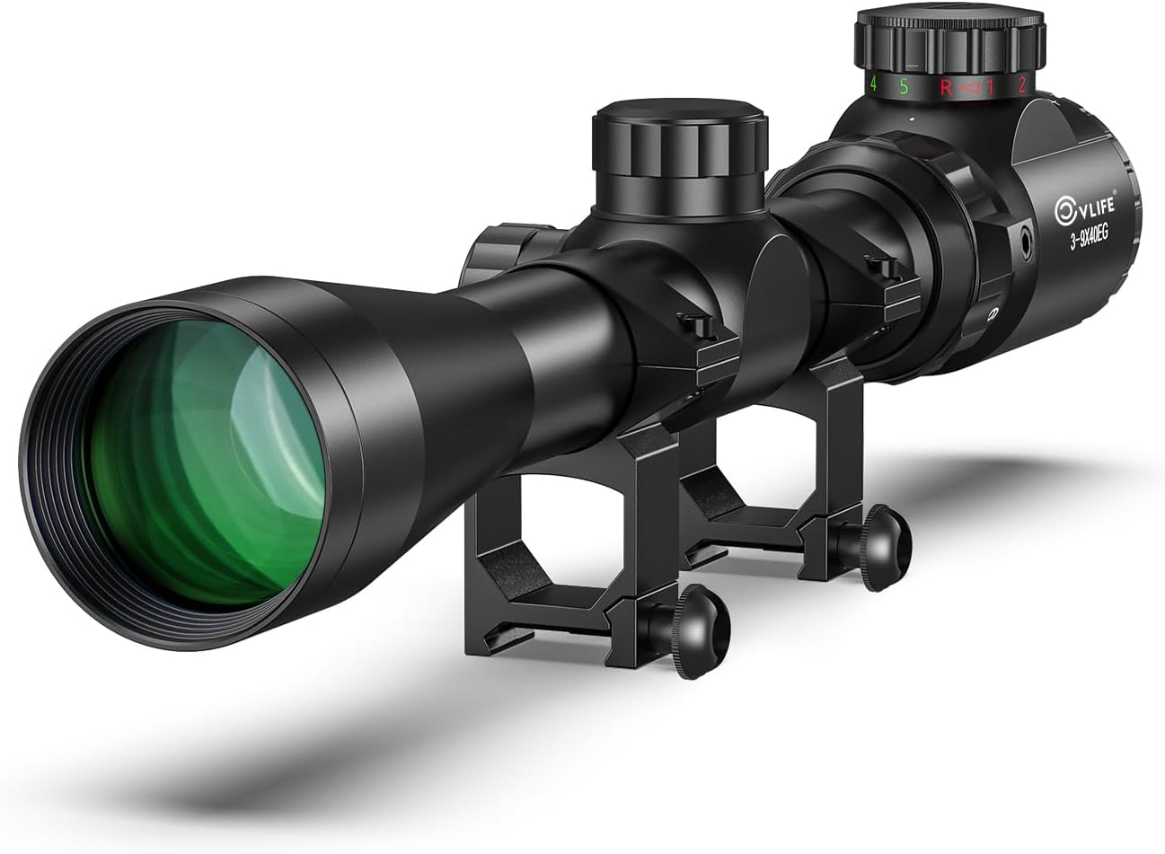 CVLIFE 3-9x40 Rifle Scope - Red & Green Illuminated Optical Riflescope for Hunting | Mil-Dot Reticle, 20mm Picatinny