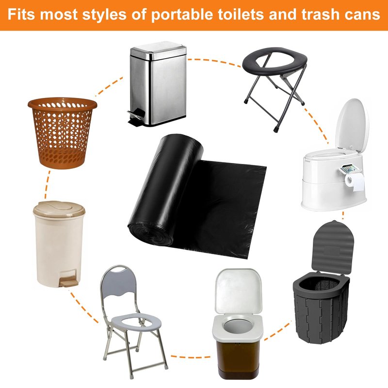 HXSEMAYIG 100 Portable Camping Toilet Bags, Biodegradable Porta Potty Bags for 5 Gallon Bucket Toilet