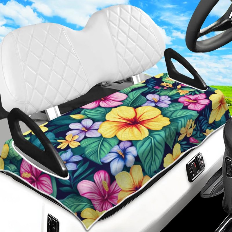 peacoblue Golf Cart Seat Covers Towel Tropical Flowers 100% Microfiber 51"x31" Golf Cart Seat Blanket Cushions Golf Accessories Universal Fit for Club Car EZGO Yamaha Precedent 2-Seat Golf Carts