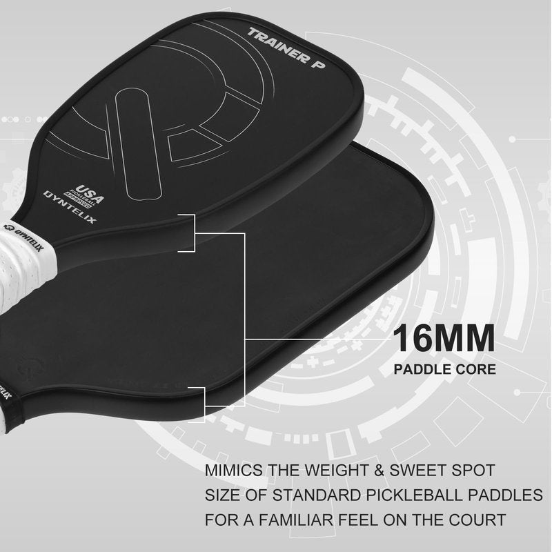 Pickleball Training Paddle -USAPA Approved Pickleball Trainer Practice Paddle,Carbon Fiber Particle Paint Frosted Surface, Extra Long Handle,16mm Core Sports Sweet Spot Training Racket