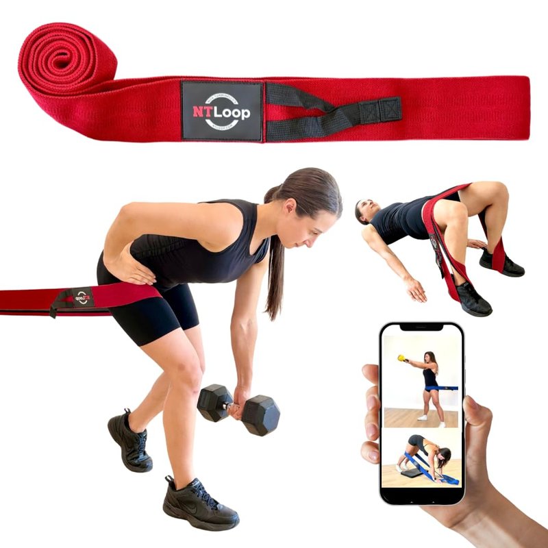 NT Loop Long Fabric Resistance Band with Door Anchor - Full Body Resistance Band for Working Out and Physical Therapy - Medium Strength Exercise Band